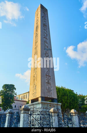 The Obelisk of Theodosius, an ancient Egyptian obelisk in the Hippodrome of Constantinople. SultanAhmet Square. Istanbul, Turkey. Stock Photo