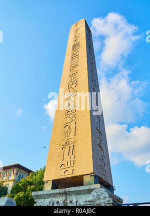 The Obelisk of Theodosius, an ancient Egyptian obelisk in the Hippodrome of Constantinople. SultanAhmet Square. Istanbul, Turkey. Stock Photo