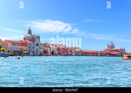 St Mark's Basilica and Santa Maria della Salute in Venice, view from gondola in the Grand Canal Stock Photo