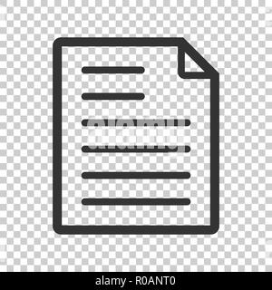 Document note icon in flat style. Paper sheet vector illustration on isolated background. Notepad document business concept. Stock Vector