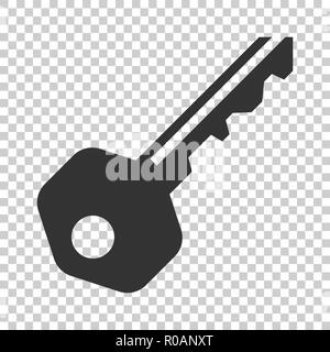 Key icon in flat style. Access login vector illustration on isolated background. Password key business concept. Stock Vector