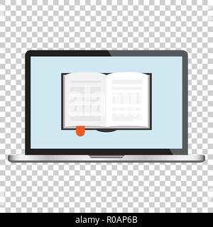 Elearning education icon in flat style. Study vector illustration on isolated background. Laptop computer online training business concept. Stock Vector