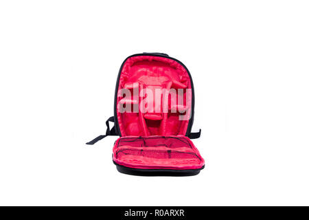 Empty black photo bag. Isolated on white background. Stock Photo