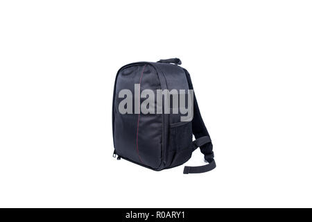 Empty black photo bag. Isolated on white background. Stock Photo