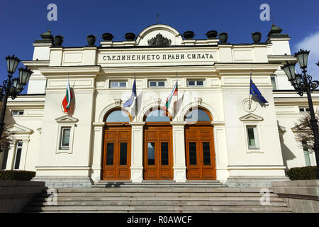 SOFIA, BULGARIA - MARCH 17, 2018: National Assembly in city of Sofia, Bulgaria Stock Photo