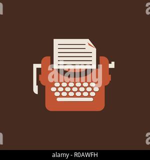 Isolated typewriter icon. Flat Vector for writers Stock Vector