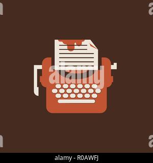 Isolated typewriter icon. Flat Vector for writers Stock Vector