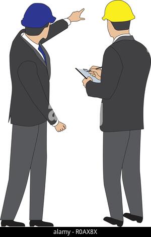 Businessman discuss project and pointing finger Stock Vector
