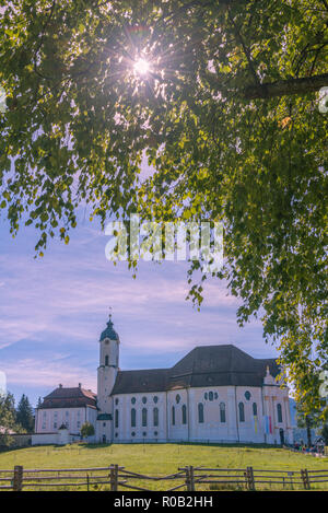 Wieskirche, Wies church, UNESCO World cultural heritage Wieskirche, Wies, Steingaden, Upper Bavaria, Bavaria, Germany Stock Photo