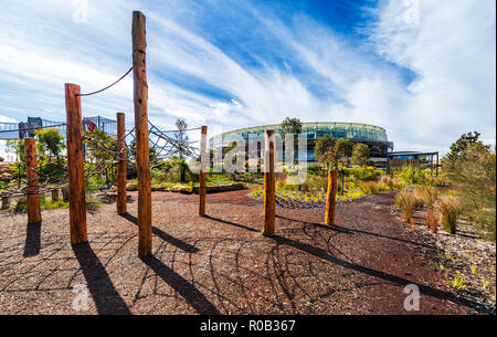 Rope climbing frames  playground in Chevron Parkland next to optus Stadium. Burswood Stock Photo