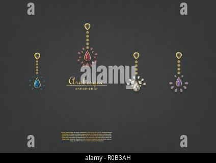 Arabesque pattern with precious ornaments background vector design Stock Vector