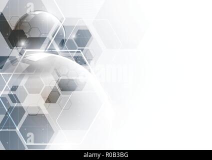 Technological firewall system hexagonal abstract background vector design Stock Vector
