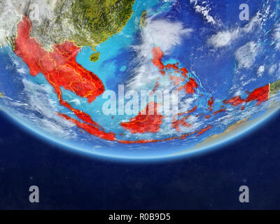 South Asia on realistic model of planet Earth with country borders and ...
