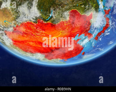 Japan and Korea on realistic model of planet Earth with country borders ...