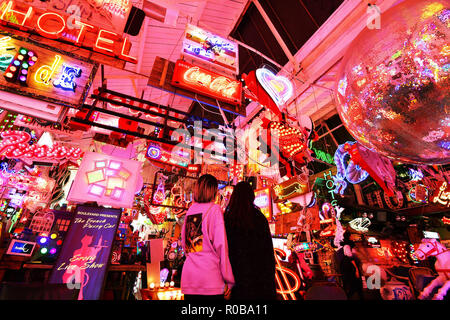 A view of God's Own Junkyard in Walthamstow, north east London, which showcases neon signs. Stock Photo