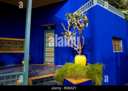 Marrakesh, Morocco - November 08, 2017: Berber museum in Botanical garden Jardin Majorelle or Majorelle Gardens in Marrakesh Stock Photo