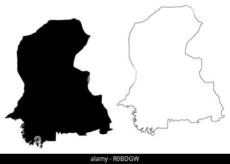Sindh (Province of Pakistan, Islamic Republic of Pakistan, Administrative units and Districts of Pakistan) map vector illustration, scribble sketch Si Stock Vector