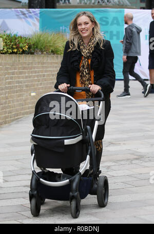 Sharon Marshall with her baby outside ITV Studios  Featuring: Sharon Marshall Where: London, United Kingdom When: 03 Oct 2018 Credit: Rocky/WENN.com Stock Photo