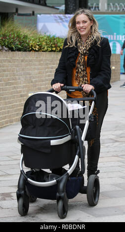 Sharon Marshall with her baby outside ITV Studios  Featuring: Sharon Marshall Where: London, United Kingdom When: 03 Oct 2018 Credit: Rocky/WENN.com Stock Photo