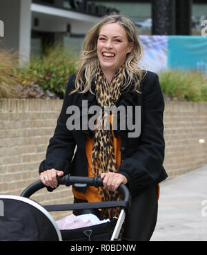 Sharon Marshall with her baby outside ITV Studios  Featuring: Sharon Marshall Where: London, United Kingdom When: 03 Oct 2018 Credit: Rocky/WENN.com Stock Photo