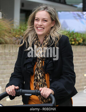 Sharon Marshall with her baby outside ITV Studios  Featuring: Sharon Marshall Where: London, United Kingdom When: 03 Oct 2018 Credit: Rocky/WENN.com Stock Photo