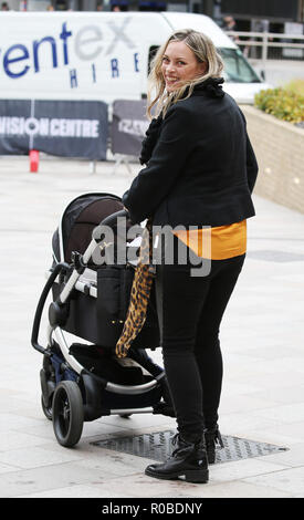 Sharon Marshall with her baby outside ITV Studios  Featuring: Sharon Marshall Where: London, United Kingdom When: 03 Oct 2018 Credit: Rocky/WENN.com Stock Photo