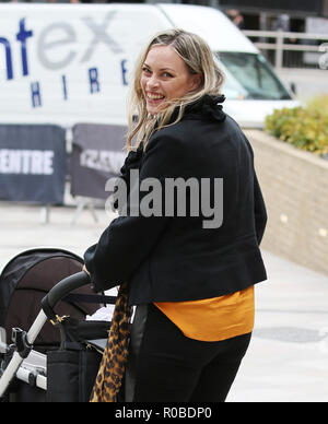 Sharon Marshall with her baby outside ITV Studios  Featuring: Sharon Marshall Where: London, United Kingdom When: 03 Oct 2018 Credit: Rocky/WENN.com Stock Photo