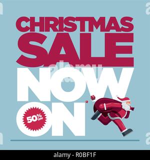 Vector Christmas design with Santa Claus illustration. Christmas Sale Concept Design. Best for poster, advert or social media post. Stock Vector