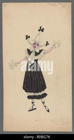 vintage theatrical production costume fashion design illustration in an art Deco style Stock Photo