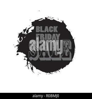 Black friday sale watercolor vector texture background. Grunge hand painted calligraphy frame template, abstract illustration, ink dry brush stain, stroke, splash, blot, smudge. Lettering inscription Stock Vector