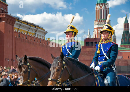 = Cavalry Guards and Kremlin Towers = On the last Saturday of a month, from April till October, the famous ceremony of guard mounting they provide on  Stock Photo
