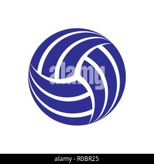 Abstract blue volleyball ball silhouette isolated on white wallpaper Stock Vector