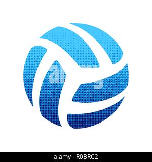Blue abstract volleyball symbol isolated on white background Stock Vector