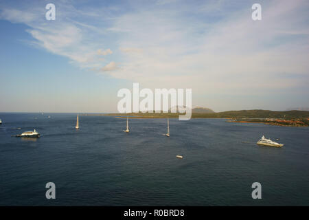 Yachts in Marinella bay, Costa smeralda, Sardinia, Italy Stock Photo