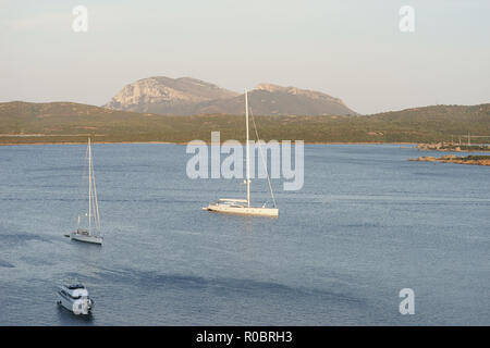 Yachts in Marinella bay, Costa smeralda, Sardinia, Italy Stock Photo