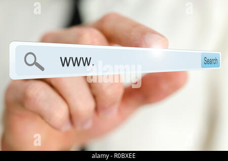 www. written in search bar on virtual screen. Stock Photo