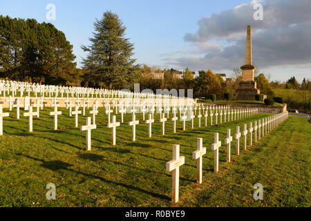 Sedan (north-eastern France): St Charles Communal Cemetery, memorial lawn, Belgian civilian casualties of WW1 Stock Photo