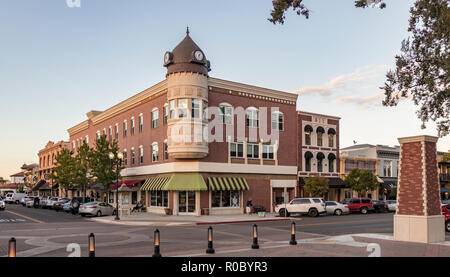 Downtown Paso Robles at sunset, Central California, USA. Stock Photo