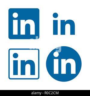 Blue text In logo on white background. for business or site, mobile icon Stock Vector