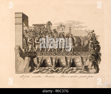 Departure of Roman Army by Battleship, Engraving, 1819 Stock Photo