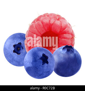 bluebarry and rasbarry isolated on white background Stock Photo