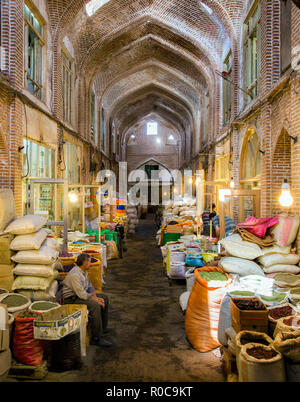 The Bazaar of Tabriz is one of the oldest bazaars in the Middle East and the largest covered bazaar in the world. / UNESCO World Heritage Sites. Stock Photo