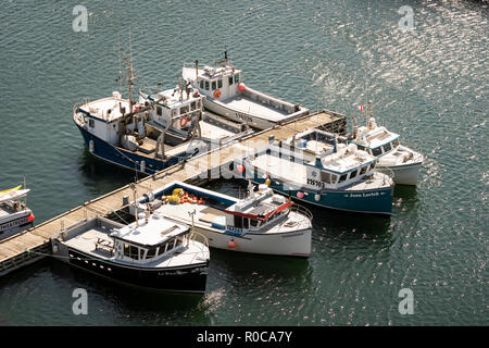 The harbour of Cap-aux-Meules on Grindstone Island in the Magdalen Islands, Quebec, Canada. Stock Photo