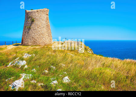 Salento countryside scenic watchtower coastal sea tower Sant Emiliano Otranto Apulia Italy Stock Photo