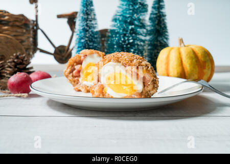 Scotch Eggs with Decorated background