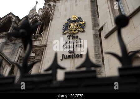 General View GV of The Royal Courts of Justice, Strand, City of Westminster, London. The Royal Courts of Justice, commonly called the Law Courts, is a Stock Photo