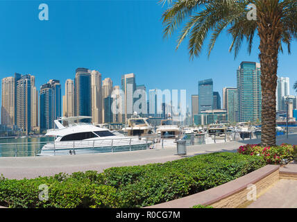 Dubai - The skyscrapers of Marina and the promenade. Stock Photo