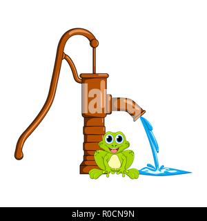 frog and water pump design isolated on white background Stock Vector