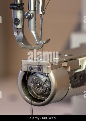 Professional Leather sewing machine with needle ready for action Stock Photo