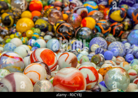 Background of colorful glass marbles in many different colors Stock Photo